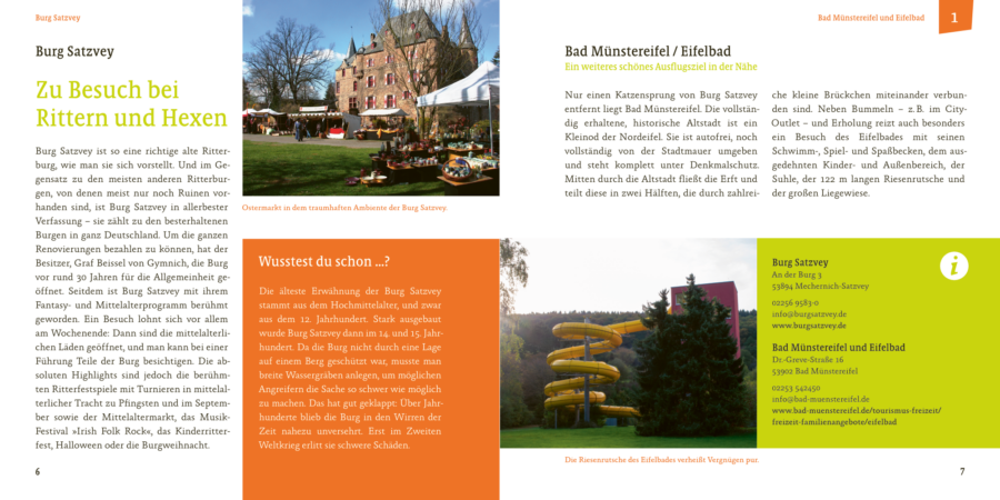 Eifel-Ausflüge für Eltern und Kinder, Entdecke deine Eifel, Vorschau Seite 6 und Seite 7.