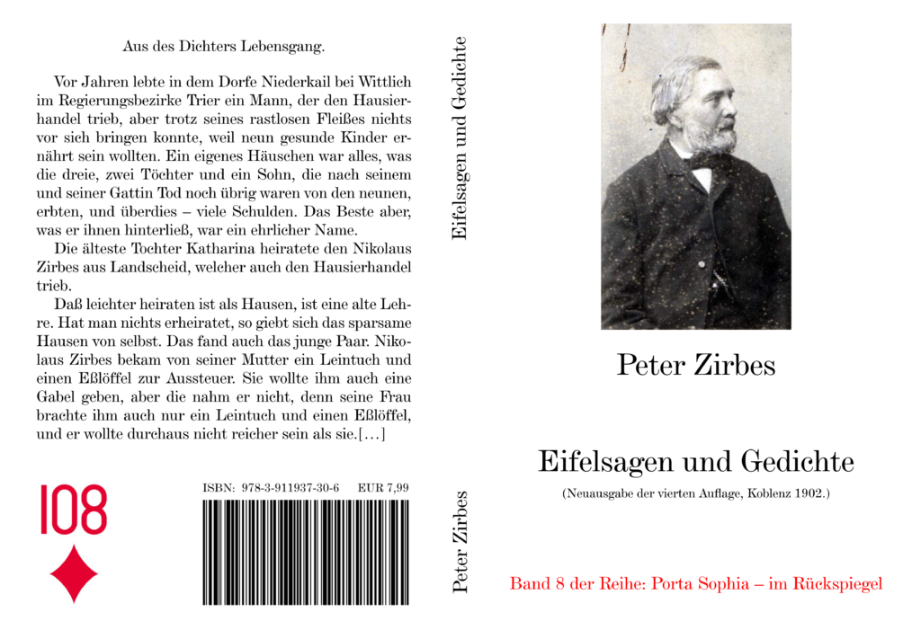 Eifel sagen und Gedichte. Bild der Vorder- und Rückseite des gedruckten Buches, mit der ISBN des E-Books.