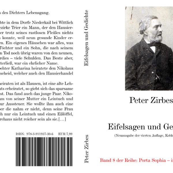 Eifel sagen und Gedichte. Bild der Vorder- und Rückseite des gedruckten Buches, mit der ISBN des E-Books.