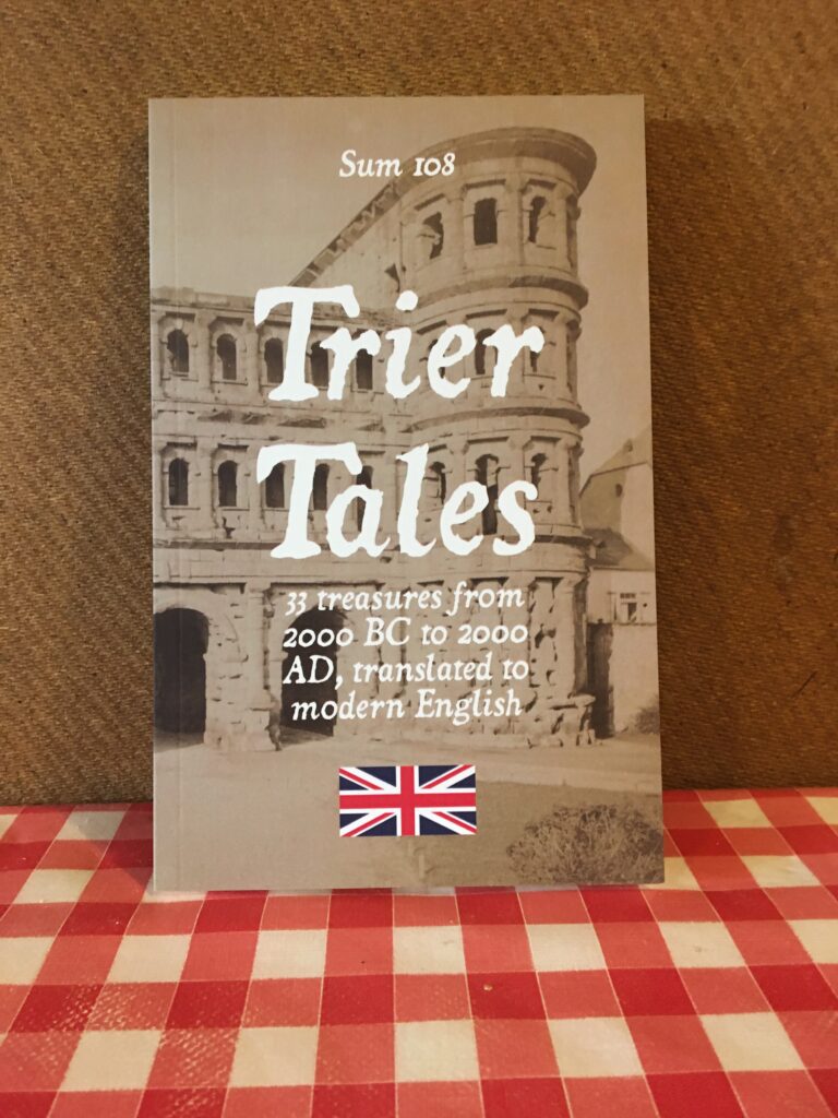 Trier Tales, photographed standing on the author's kitchen table.
